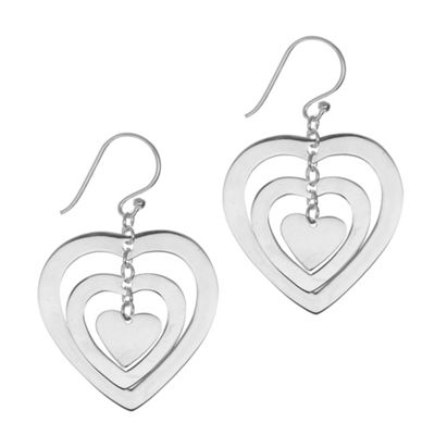 Simply Silver Sterling Silver Triple Spinning Heart Earrings