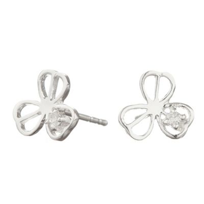 Sterling Silver Flower Stud Cubic Zirconia