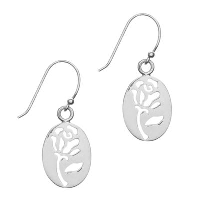 Simply Silver Sterling Silver Rose Cut Out Disc Earrings