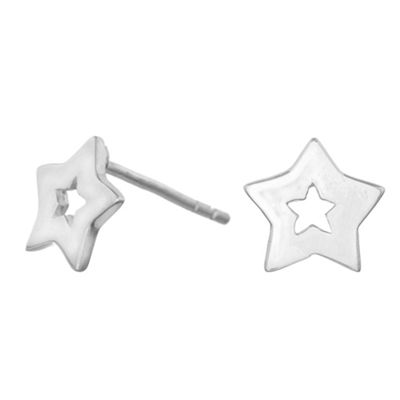 Simply Silver Sterling Silver Open Star Stud Earrings