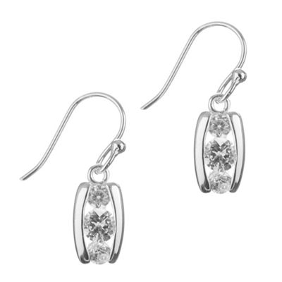 Simply Silver Sterling Silver Cubic Zirconia Triple Stone Drop