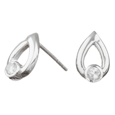 Simply Silver Sterling Silver Open Peardrop Cubic Zirconia