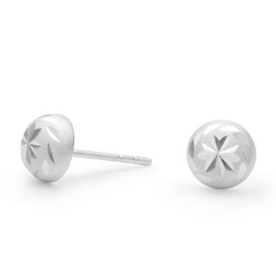 Sterling Silver Ball Engraved Stud Earrings