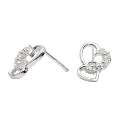 Simply Silver Sterling Silver Dangle Heart Stud Earring