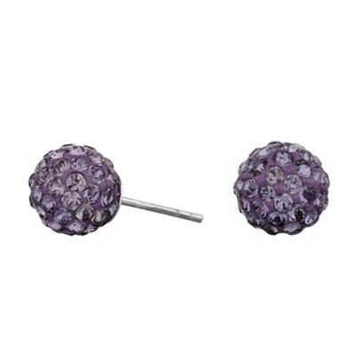 Simply Silver Sterling Silver And Purple Crystal Pave Ball