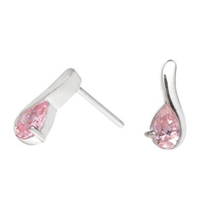 Sterling Silver And Pink Cubic Zirconia Twist
