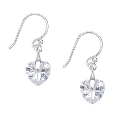 Simply Silver Sterling Silver Cubic Zirconia Heart Drop Earrings