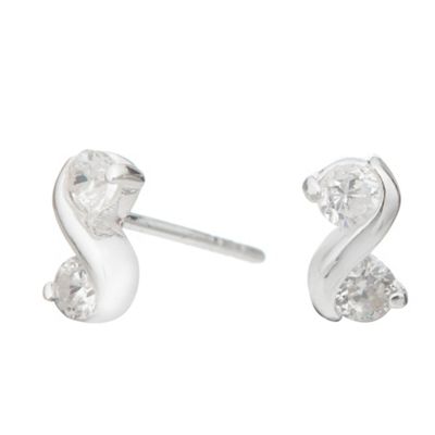 Simply Silver Sterling Silver Cubic Zirconia S Shaped Stud