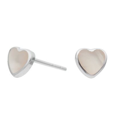 Delicate Mother Of Pearl Heart Studs