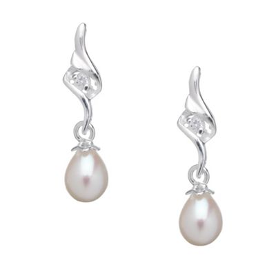 Simply Silver Sterling Silver Cubic Zirconia And Pearl Wave
