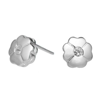 Sterling Silver Cubic Zirconia Clover Stud