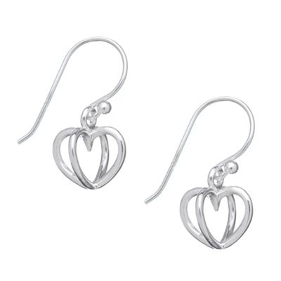 Simply Silver Sterling Silver 3D Heart Drop Earrings