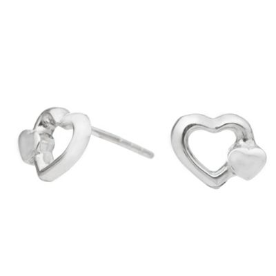 Simply Silver Sterling Silver Double Silver Heart Studs