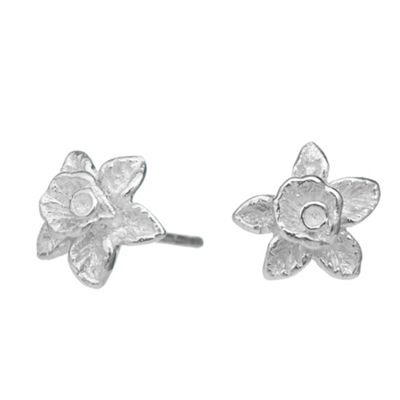 Simply Silver Sterling Silver 3D Flower Studs