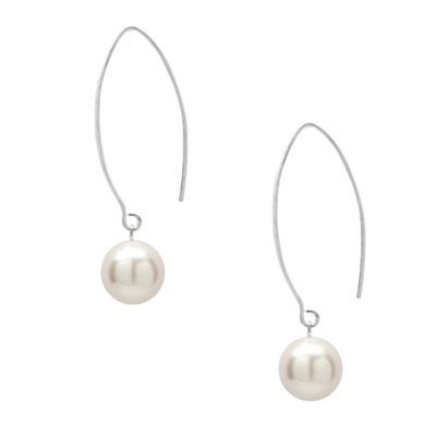 Simply Silver Sterling Silver And Pearl Large Hoop Earring