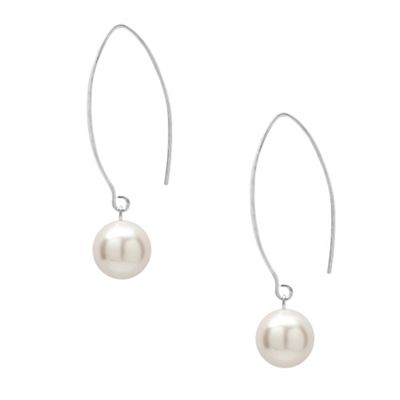 Sterling Silver And Pearl Large Hoop Earring