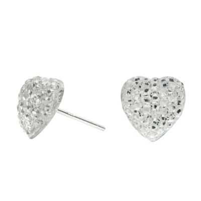 Simply Silver Sterling Silver Pave Crystal Heart Stud Earrings