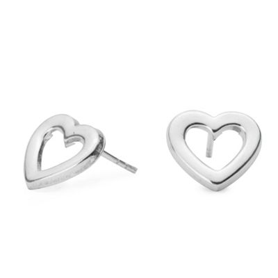 Sterling Silver Open Heart Stud Earring