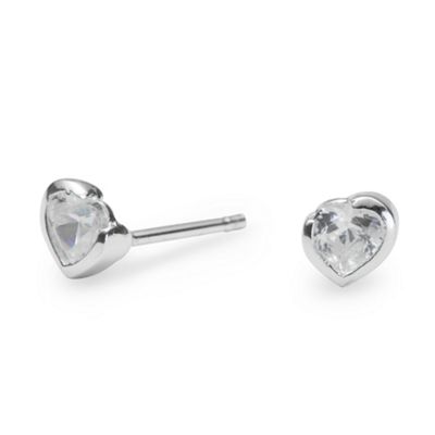 Simply Silver Sterling Silver Cubic Zirconia Heart Stud Earrings