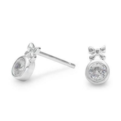 Simply Silver Sterling Silver Round Cubic Zirconia Bow Stud