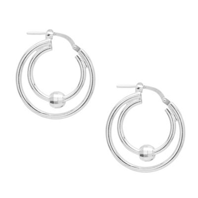Simply Silver Sterling Silver Double Hoop With Sparkle Ball
