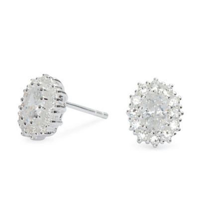 Simply Silver Sterling Silver And Cubic Zirconia Oval Stud