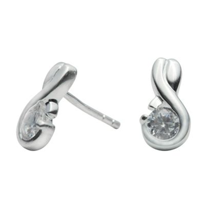 Simply Silver Sterling Silver Curve Cubic Zirconia Stud Earring