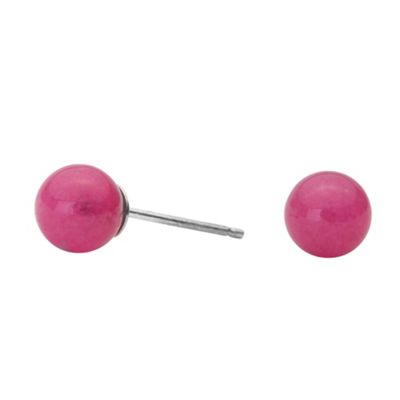 Sterling Silver And Fuchsia Semi Precious Ball