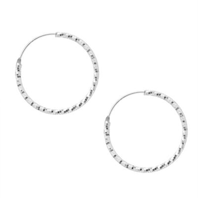 Simply Silver Sterling Silver Sparkle Cut Hoop Earrings