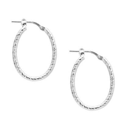 Simply Silver Sterling Silver Oval Sparkle Hoop Earring