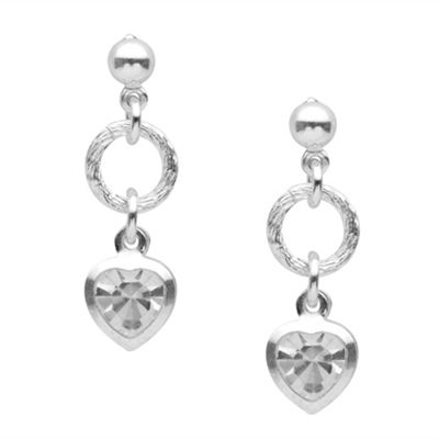 Simply Silver Sterling Silver And Cubic Zirconia Heart Droplet