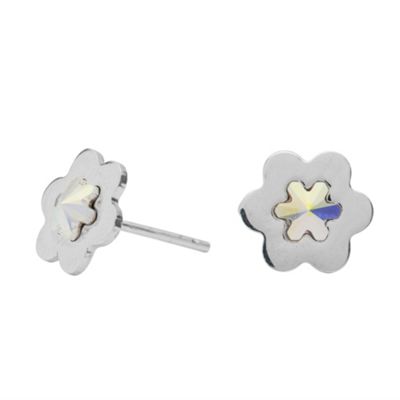 Sterling Silver Cubic Zirconia Flower Stud