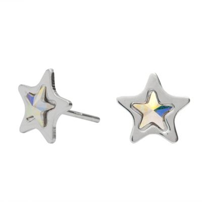 Sterling Silver Cubic Zirconia Star Stud Earrings