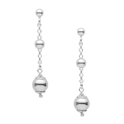 Sterling Silver Ball And Chain Drop Earring