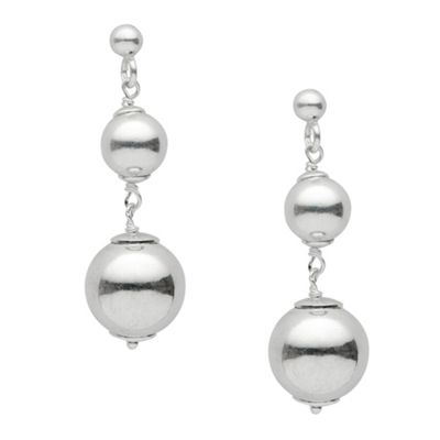 Sterling Silver Double Ball Drop Earring