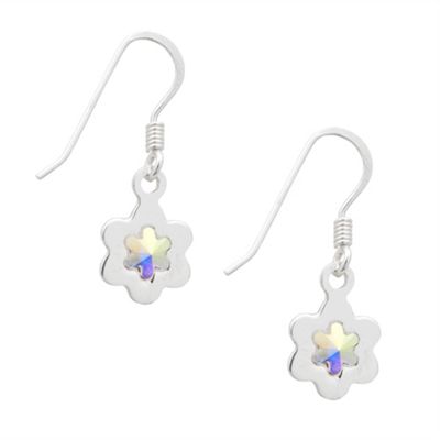 Simply Silver Sterling Silver Aurora Borealis Flower Drop