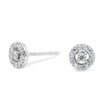 Simply Silver Sterling Silver Cubic Zirconia Surround Stud