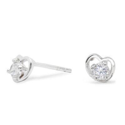 Simply Silver Sterling Silver Cubic Zirconia Open Heart Stud