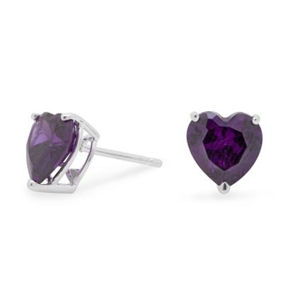 Simply Silver Sterling Silver Mini Purple Cubic Zirconia Heart