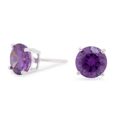 Simply Silver Sterling Silver Mini Purple Cubic Zirconia Round