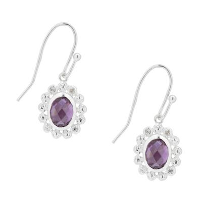 Simply Silver Sterling Silver Oval Surround Purple Cubic