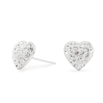 Simply Silver Sterling silver cubic zirconia pave heart stud