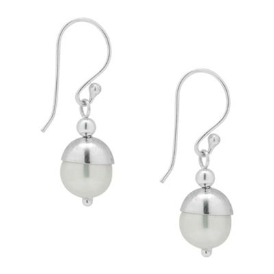 Simply Silver Sterling Silver Capped Pearl Drop Earring