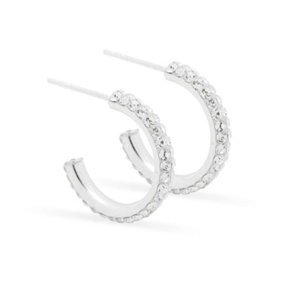 Simply Silver Sterling Silver Cubic Zirconia Pave Hoop Earring