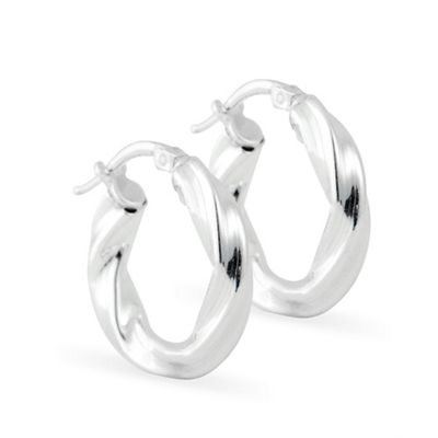 Large twist hoop sterling silver earring