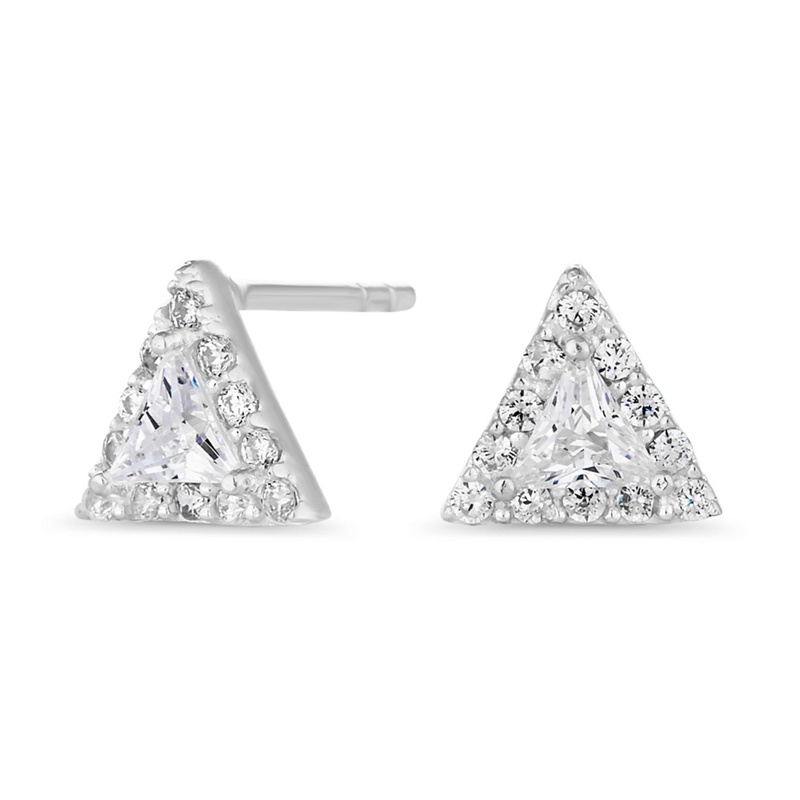 Simply Silver - Sterling Silver Triangle Halo Stud Earrings Review