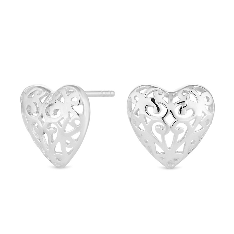 Simply Silver - Sterling Silver Filigree Heart Stud Earrings Review