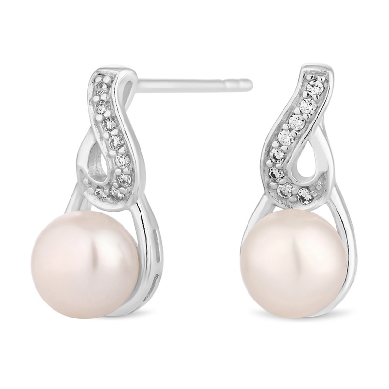 Simply Silver - Sterling Silver Pave Swirl Pearl Earrings Review