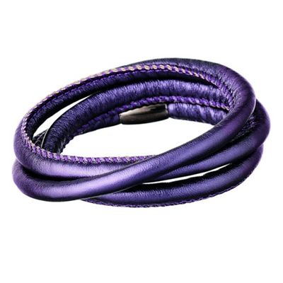 Purple faux leather triple wrap bracelet