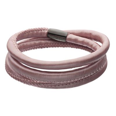 Rose pink faux leather triple wrap bracelet